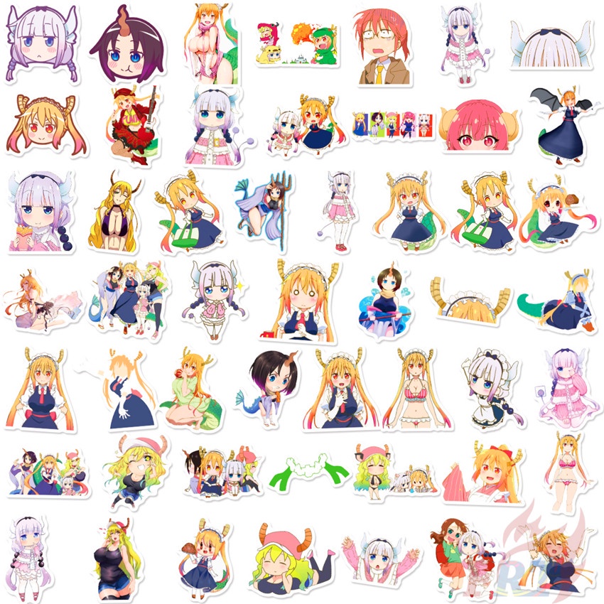 100 Miếng dán họa tiết anime Tohru Kanna độc đáo trang trí vali laptop
