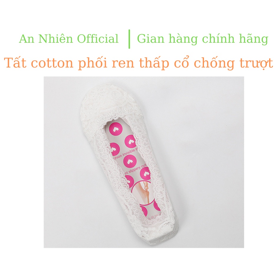 Tất Ren Cotton Cổ Ngắn Chống Trượt Hàng Thiết Kế Cao Cấp Siêu Đẹp Cho Nàng Cá Tính