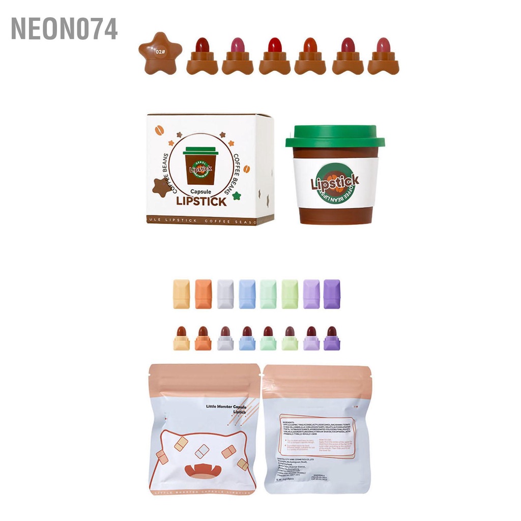 Neon074 Mini Matte Lipstick Set Phụ nữ Trang điểm Lâu dài Viên nén Son môi Sắc tố Mỹ phẩm Quà tặng sinh nhật