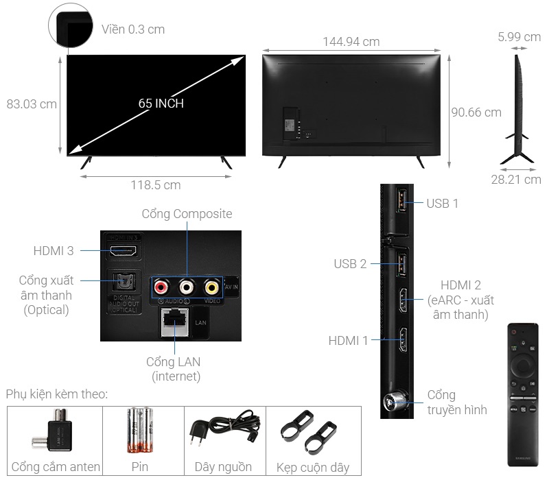 Smart TV Samsung Crystal UHD 4K 65 inch UA65TU8100