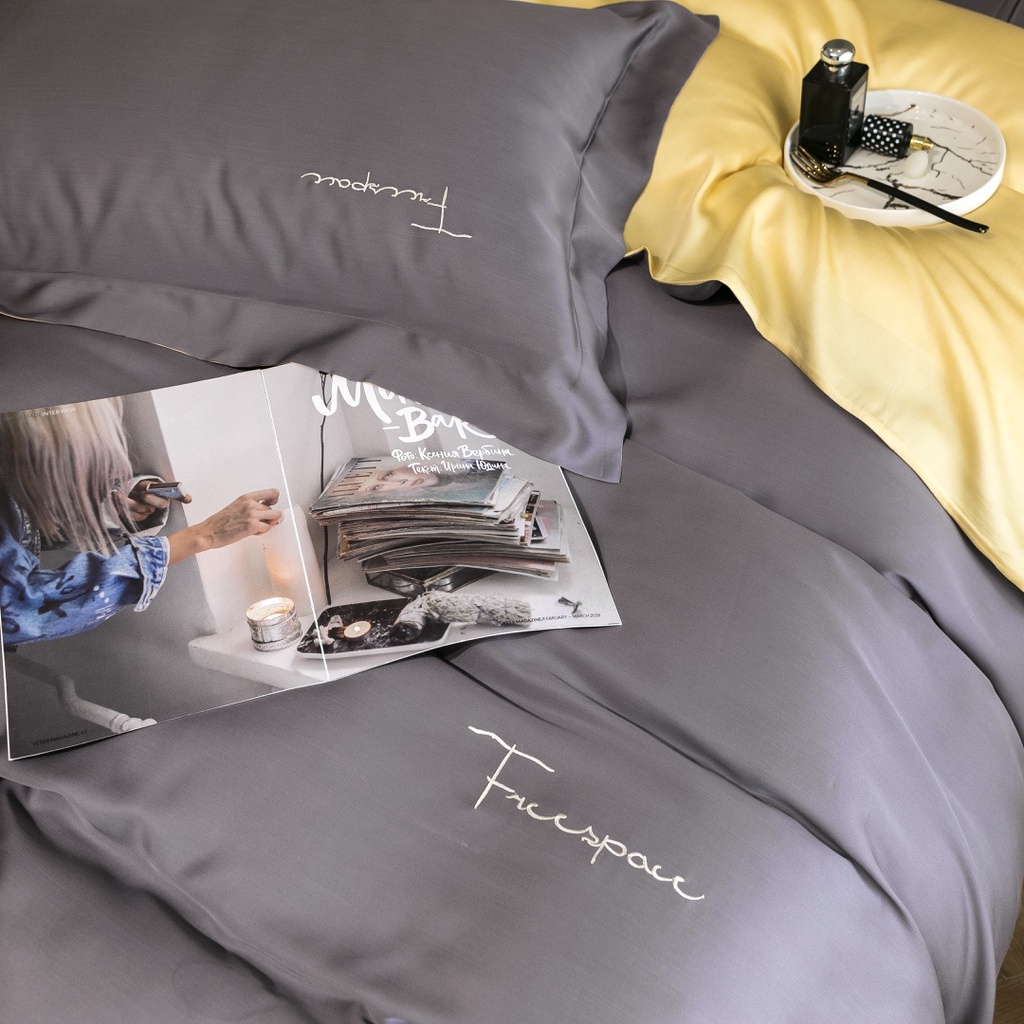 Bộ Chăn Ga Gối Lụa Tencel Cao Cấp Sang Xịn Mịn Mát Gồm Chăn Drap Gối Sét 4 Món - Nhập Khẩu Chính Hãng