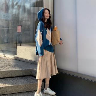Set Đồ 2 Món Gồm Áo Sweater Kèm Chân Váy Phong Cách Retro Pháp Cho Nữ