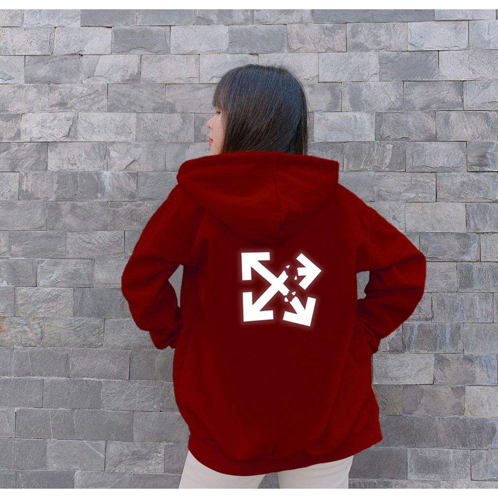 Áo Hoodie phản quang ♥ FREESHIP ♥ ÁO KHOÁC NỈ HOODIE - PHẢN QUANG OFF WHITE FREESIZE nam nữ - PQ35KN | BigBuy360 - bigbuy360.vn
