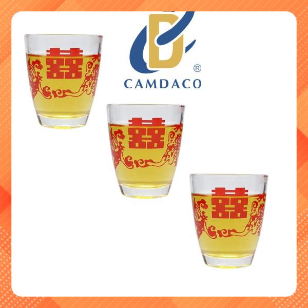 FREESHIP TOÀN QUỐC 50K - Bộ 12 Ly Thủy Tinh Uống Trà 14 Hấp In Rồng Camdaco 70ml