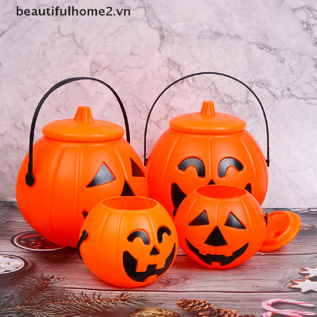 Xô Nhựa Đựng Kẹo Hình Bí Ngô Phong Cách Halloween Độc Đáo