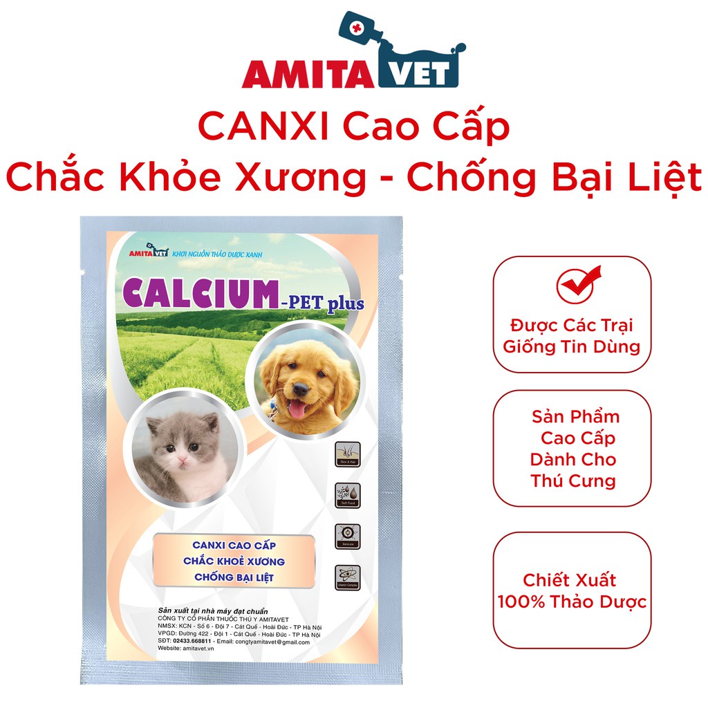 Bột bổ sung Canxi cho chó mèo hòa tan trong nước Calcium Pet Plus Gói 35g