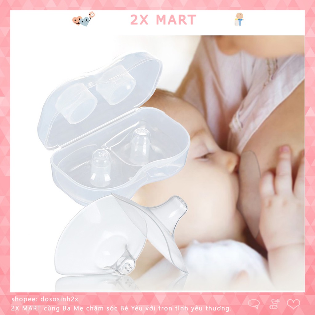 Núm trợ ti cho mẹ silicon mềm mại hút bám tốt, giảm đau rát - 2X MART