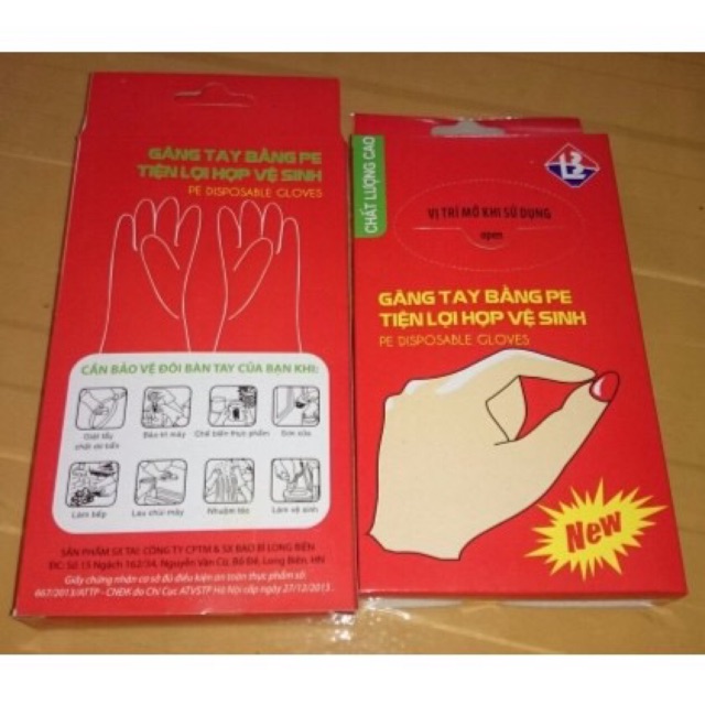 Hộp găng tay nilong vệ sinh, găng tay nilong chế biến thực phẩm