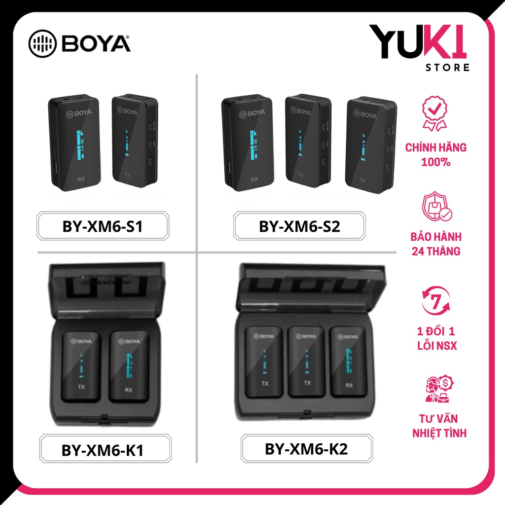 BOYA BY-XM6-S1/S2 & BY-XM6-K1/K2 -  - Mic Thu Âm Không Dây Cổng 3.5mm Dành Cho Điện Thoại và Máy Ảnh