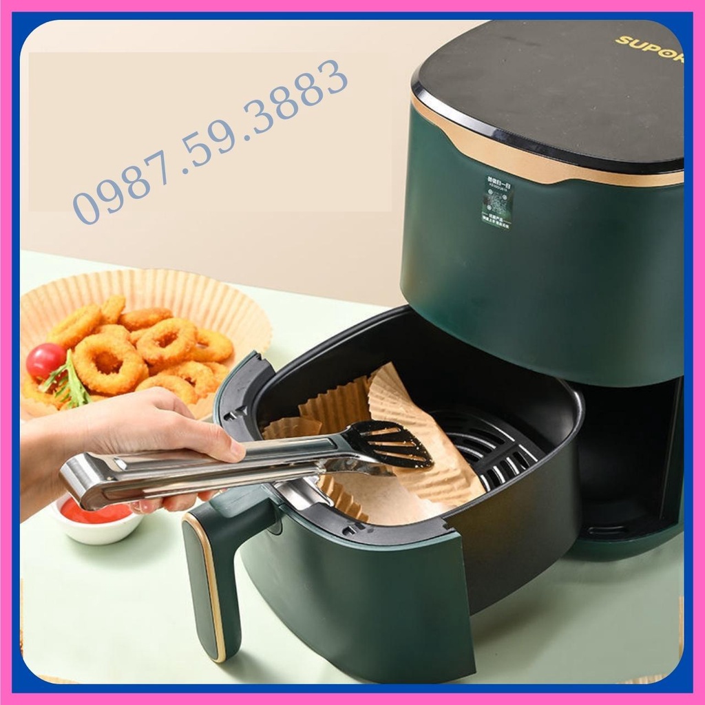 Set 50 Giấy Nến Vàng, Giấy Lót Nồi Chiên Không Dầu Hình Khuôn Bánh