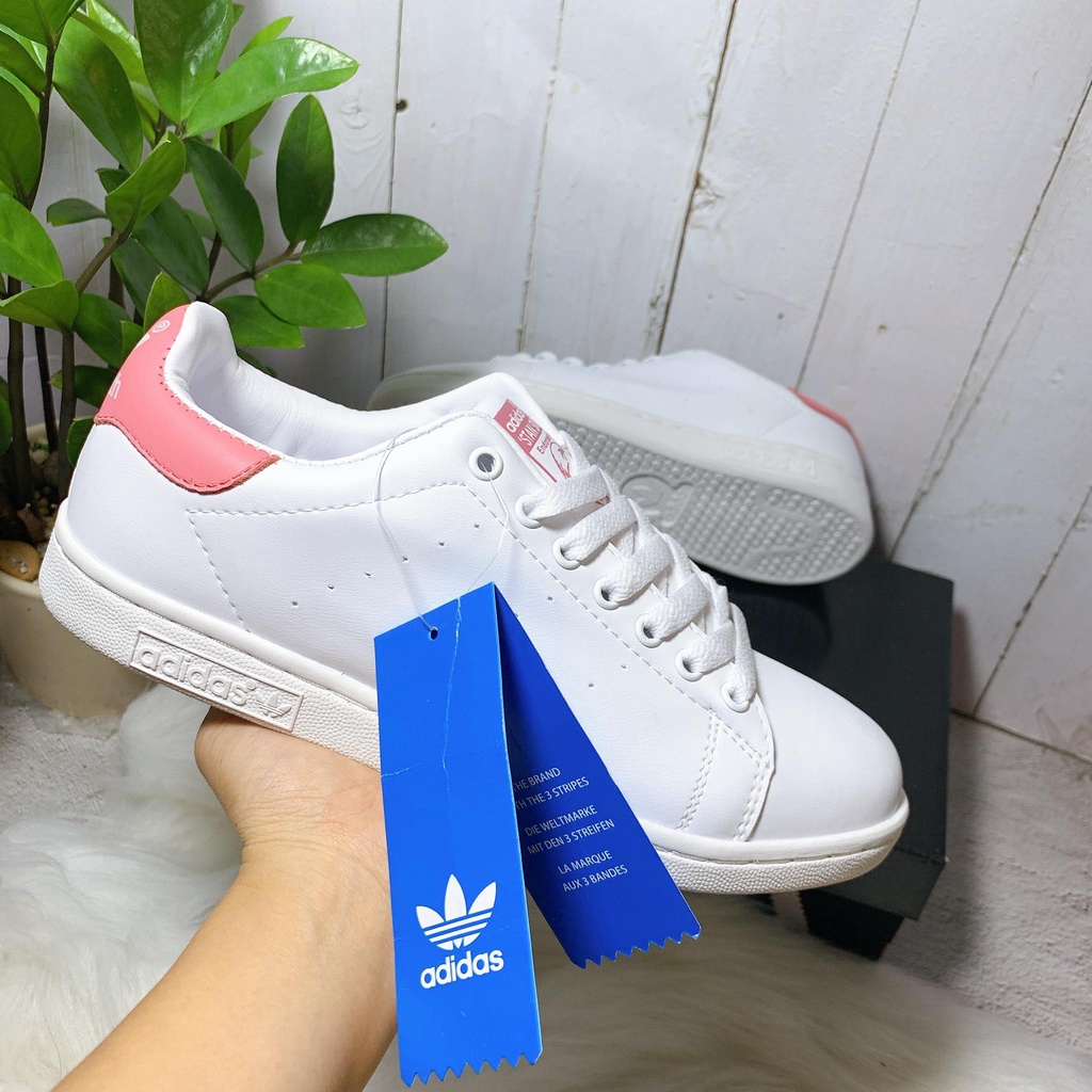 Giày thể thao nữ trắng gót hồng _stan smith_súp pơ- xịn kèm hộp ảnh thật 618