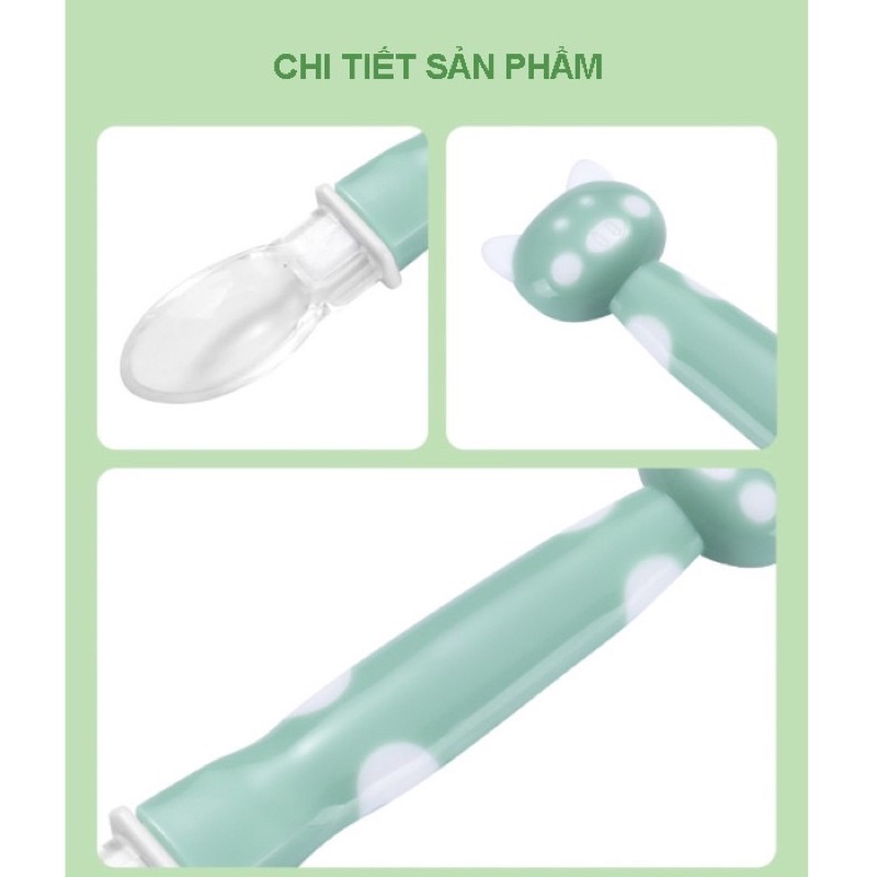 Thìa silicon cho bé ăn dặm hình con mèo-lợn