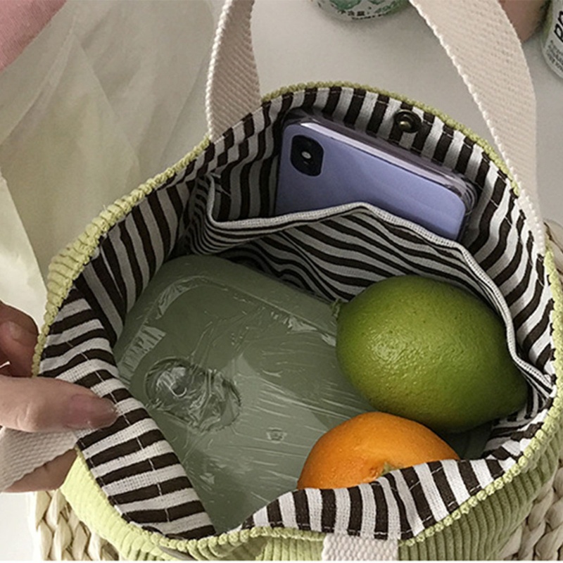 Túi Tote Đựng Hộp Cơm Trưa Bằng Vải Nhung Có Thể Tái Sử Dụng Thời Trang Cho Nữ