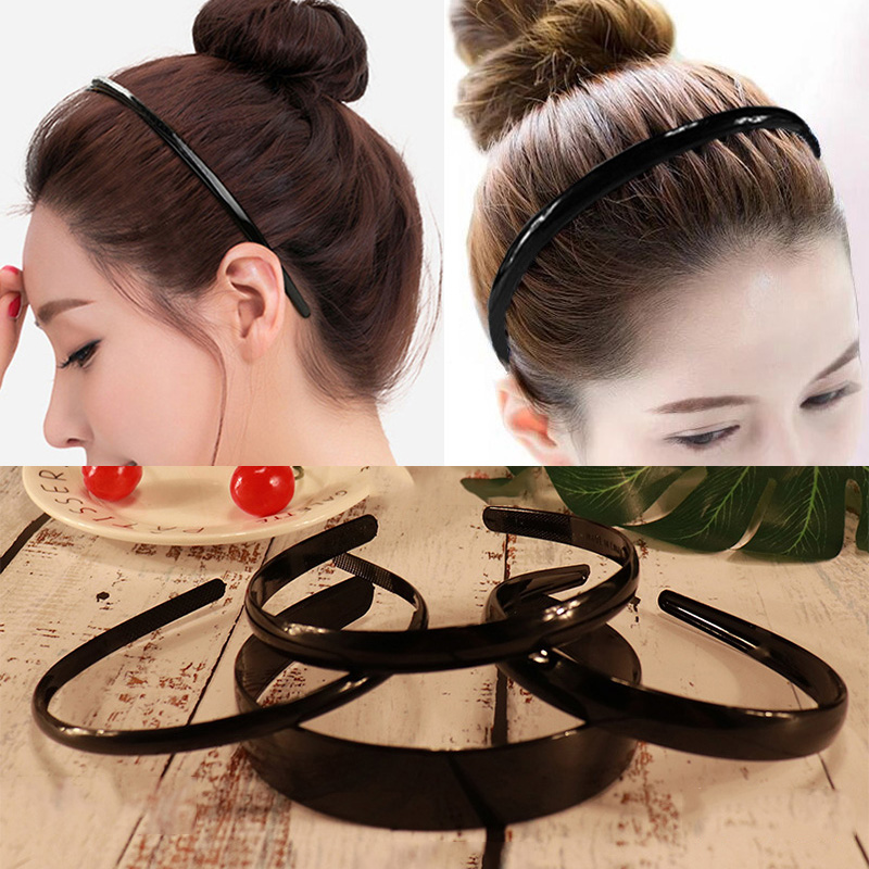 Băng đô nhựa màu đen bản rộng nhiều kích cỡ tùy chọn