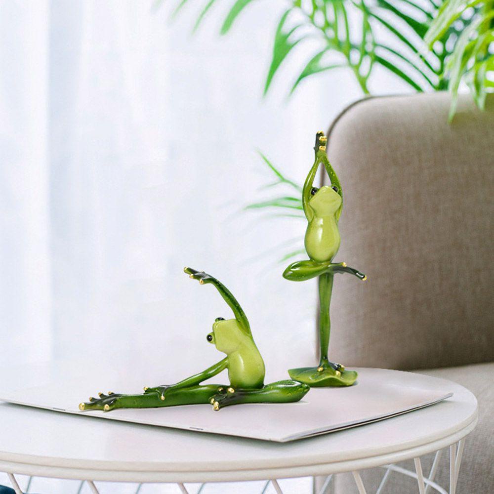 KUNHEV Mô Hình Chú Ếch Tập Yoga Mini Bằng Nhựa Resin Để Bàn Trang Trí Hiện Đại