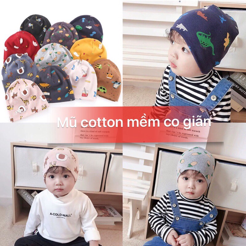 Minchun123:MŨ COTTON CAO CẤP co giãn mềm mịn,mũ thu đông, mũ đi đường cho bé