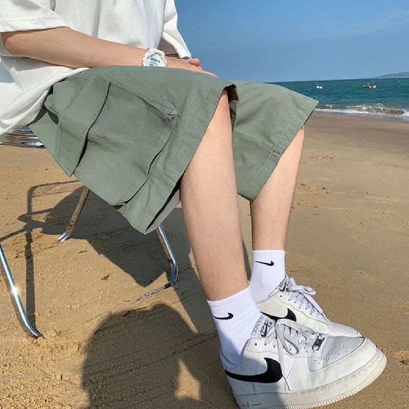 Quần Short Dáng Rộng Phối Túi Lớn Phong Cách Hip Hop Hàn Quốc Thời Trang Mùa Hè Cho Nam Size M-3XL