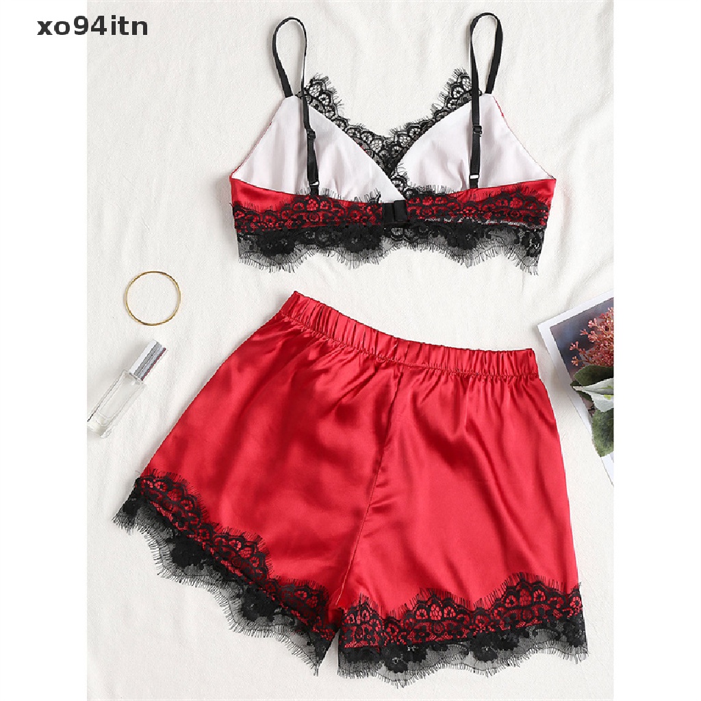 Set áo croptop hai dây thắt nơ trước + quần short lưng cao quyến rũ cho nữ