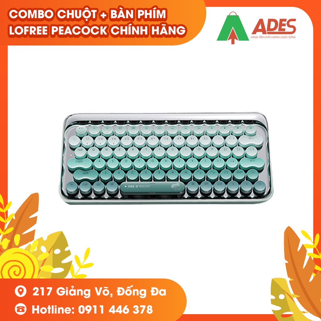 Combo Chuột + Bàn phím Lofree peacock màu xanh khổng tước - Bảo hành 12 tháng
