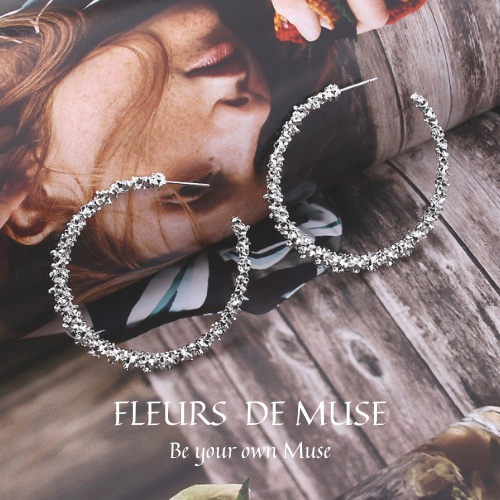 Khuyên tai tròn mạ vàng/bạc nổi bật Fleurs de Muse