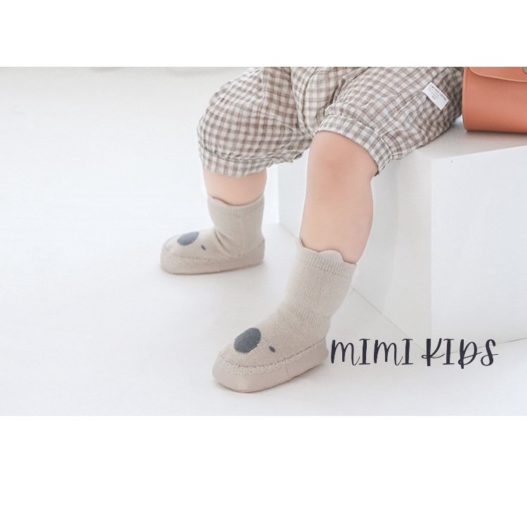 Giày tất tập đi chống trơn trượt hình gấu cho bé mimi kids T08