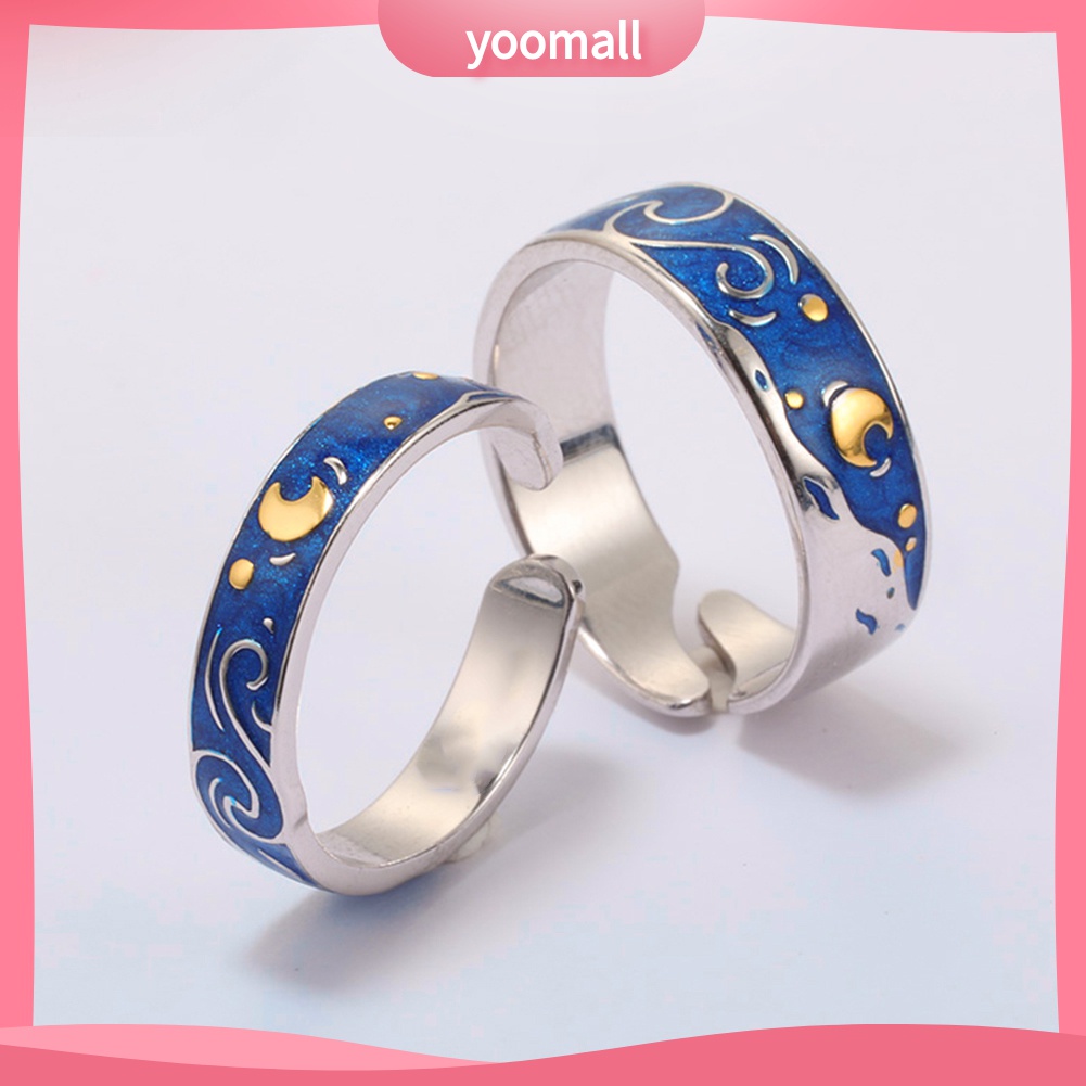 Yomall♡ Nhẫn Hở Hình Mặt Trăng Tráng Men Thời Trang Cho Nam Nữ
