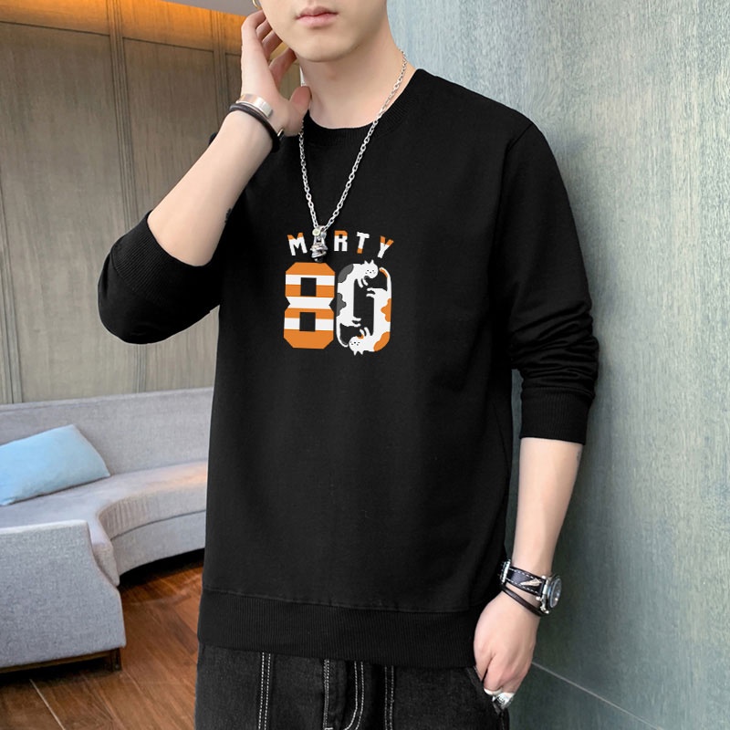 Áo Thun Nam Dài Tay Cổ Tròn In Chữ