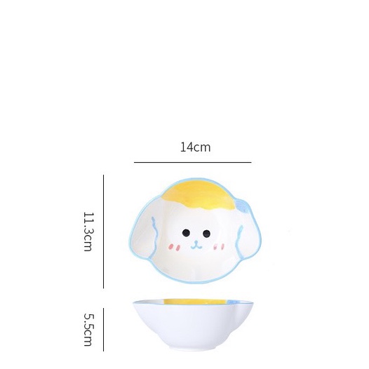 Bát sứ ăn dặm, ăn cơm cao cấp cho bé size to hình Thỏ, Mèo, Chó siêu cute