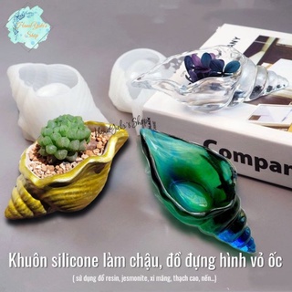 Khuôn silicone làm chậu/đồ đựng hình vỏ ốc dùng đổ Resin, jesmonite, xi măng, thạch cao, đồ đựng nến..v..v.