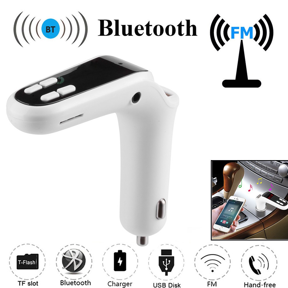 Thiết bị sạc kiêm thu phát Bluetooth phát nhạc và đài FM với màn hình LCD cho xe ô tô