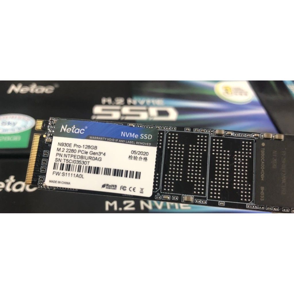 SSD Netac 128GB M.2 2280 NVMe PCIe N930E Pro Gen3*4 Chính Hãng Dùng Cho Máy Tính Laptop PC MacBook Bảo Hành 36T 1 Đổi 1 | BigBuy360 - bigbuy360.vn