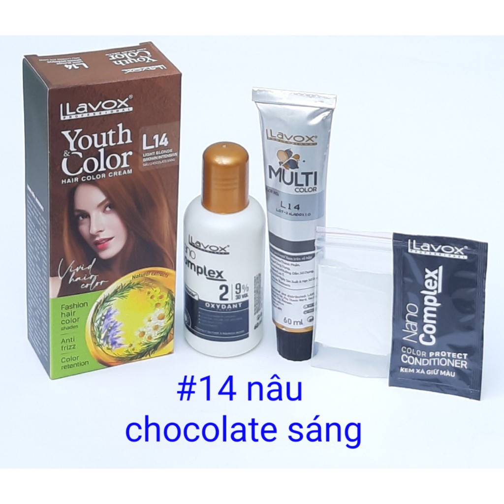 [Nâu Chocolate sáng] Kem nhuộm màu thời trang Youth color Lavox L14