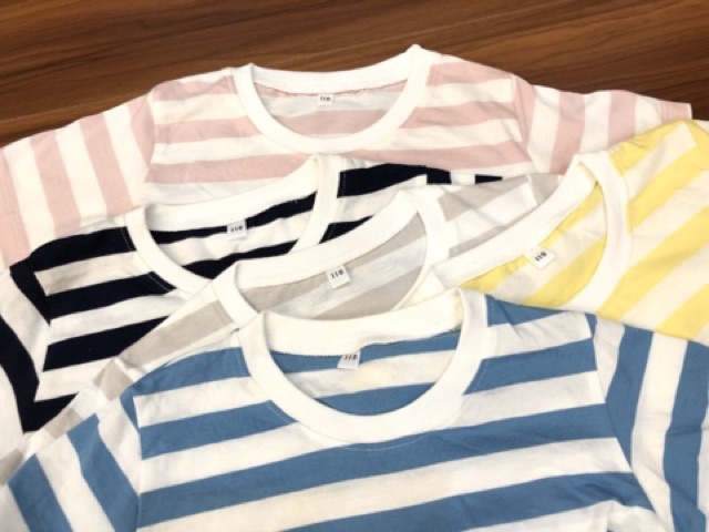 Áo Phông Kẻ Cộc Tay MUJI Cho Bé Trai Gái 1-8 Tuổi