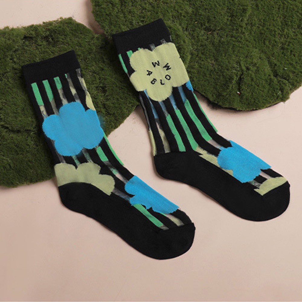 Đôi Vớ Trong Suốt Họa Tiết Hoa Thời Trang Hàn Quốc Sành Điệu Cho Nữ