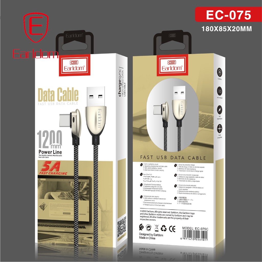 Dây sạc dù sạc siêu nhanh hai màu EARLDOM EC-075