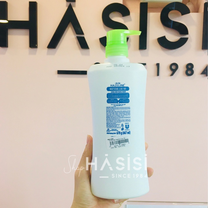 HAZELINE - Matcha Lựu Đỏ 670g (Sữa Tắm - Xanh Lá)