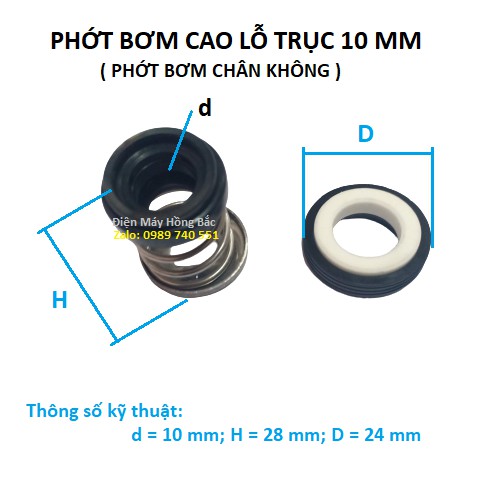 Phớt bơm 10mm cao - phớt bơm lò xo trục 10mm