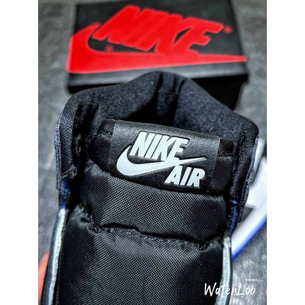 (FREESHIP+HỘP+QUÀ) Giày Thể Thao Sneakers AIR JORDAN 1 Retro High Royal Toe Xanh Trắng Mũi Đen Cổ Cao Waterloo Shop