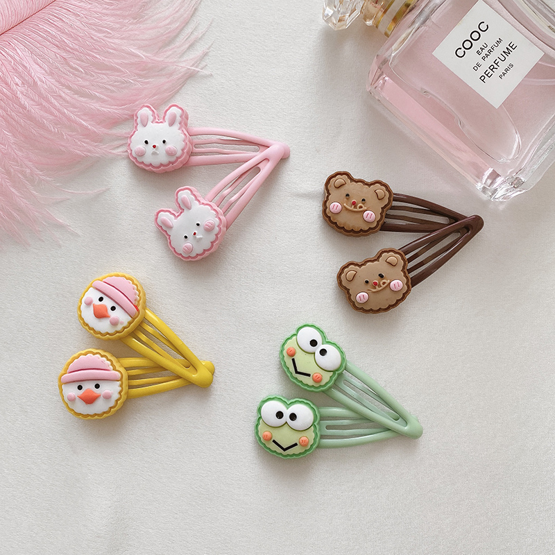 Set 2 kẹp tóc kiểu dáng hoạt hình dễ thương phong cách thời trang Hàn Quốc