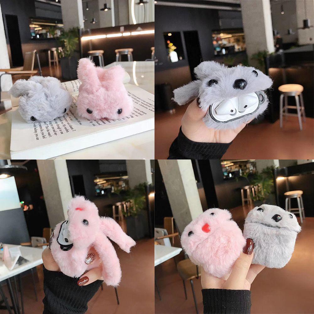 MYRONGVN Vỏ Bảo Vệ Hộp Sạc Tai Nghe Không Dây Apple Airpods 1 2 Hình Thỏ Nhồi Bông Dễ