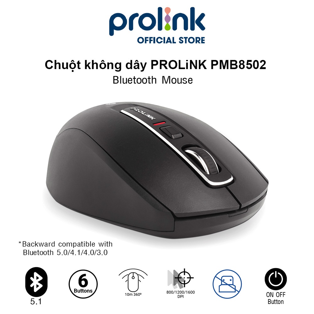 Chuột không dây PROLiNK PMB8502 cao cấp, tiết kiệm pin, chơi game, văn phòng dùng cho PC, Macbook, Laptop