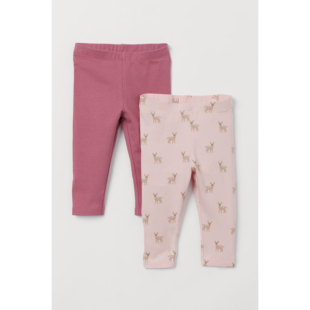 Set 2 quần legging hươu hồng HM H&amp;M _ hàng chính hãng Anh
