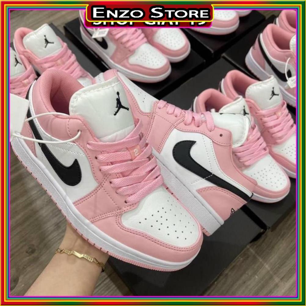 Giày Jordan cổ thấp nữ màu hồng cực xinh, Giày Jordan 1 low pink, Sneaker nữ air jd1 bóng rổ bản đẹp full box bill