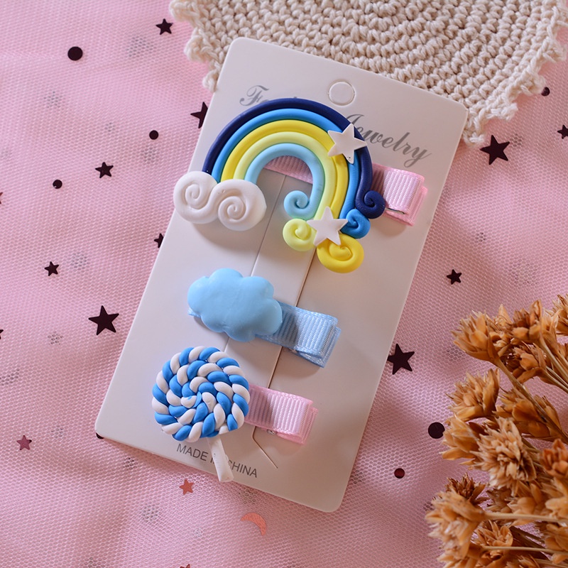 Set 3 kẹp tóc cầu vồng dễ thương cho bé gái mã PK-014