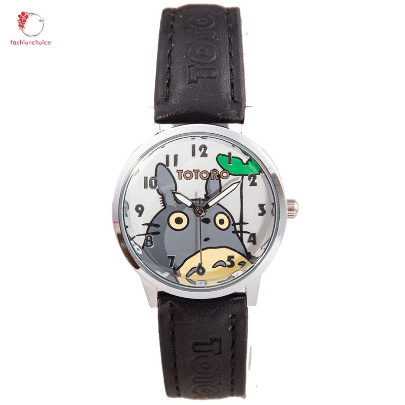 Đồng hồ kim hoạt hình Totoro với dây đeo da PU