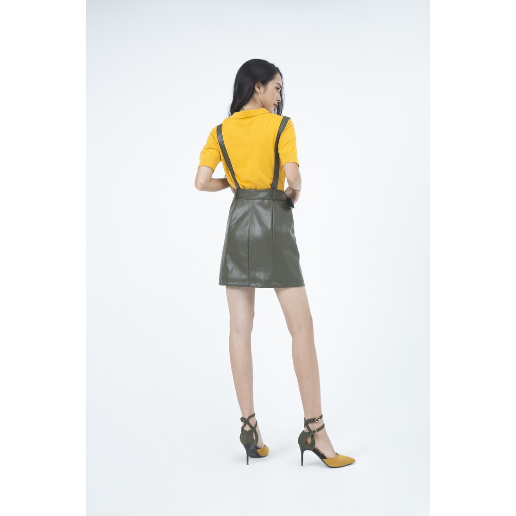 Đầm da dạo phố khóa kim loại IVY moda MS 41B7618