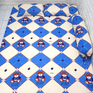 BỘ DRAP THUN HÀN QUỐC HÌNH GẤU [ 4  MÓN : 1 GA TRẢI GIƯỜNG, 1 VỎ GỐI ÔM, 2 VỎ GỐI NẰM ].