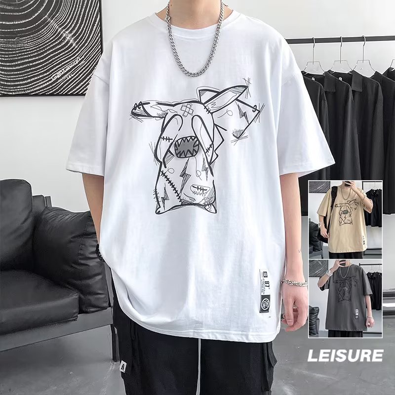 Áo Thun Dáng Rộng In Họa Tiết Hoạt Hình Phong Cách Hàn Quốc Thời Trang Mùa Hè Cho Nam Và Nữ size M-8XL