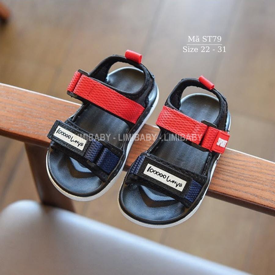 Sandal bé trai siêu nhẹ kháng khuẩn quai dán tiện dụng mang êm chống trơn trượt cho trẻ em 1 - 6 tuổi ST79