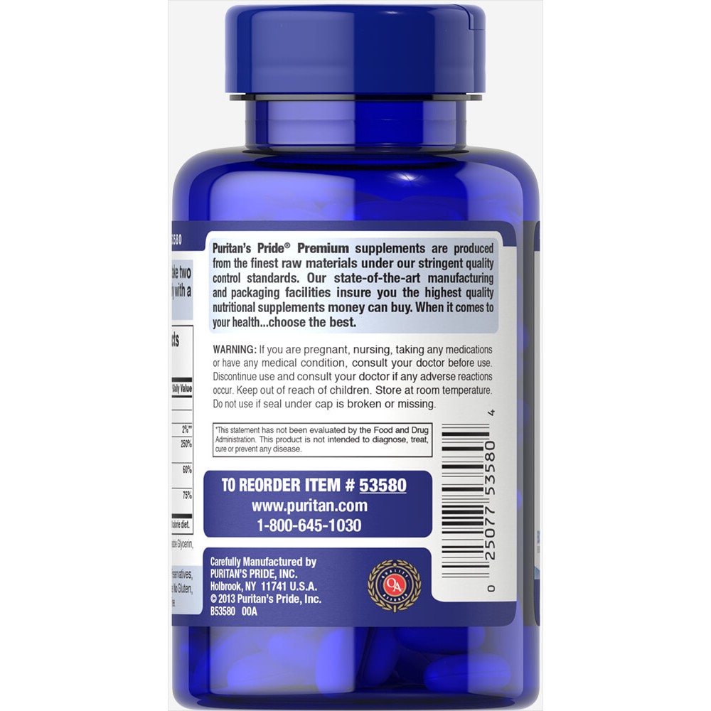 Viên uống canxi dễ hấp thu ngừa loãng xương không kích ứng dạ dày Puritan's Pride  Absorbable Calcium magnesium 60 viên | Thế Giới Skin Care